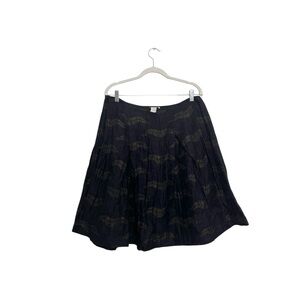 Dries Van Noten | Black A-line Skirt with Bronze Design